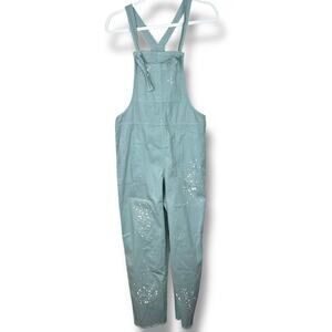 Aerie NWT Moody Mod Green Work & Play Twill Paint Splatter Cotton Overalls XS